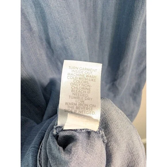 J. Jill Sz XS petite Blue Button Up Denim Shirt Dress Long Sleeve Chambray N97 - Picture 6 of 9